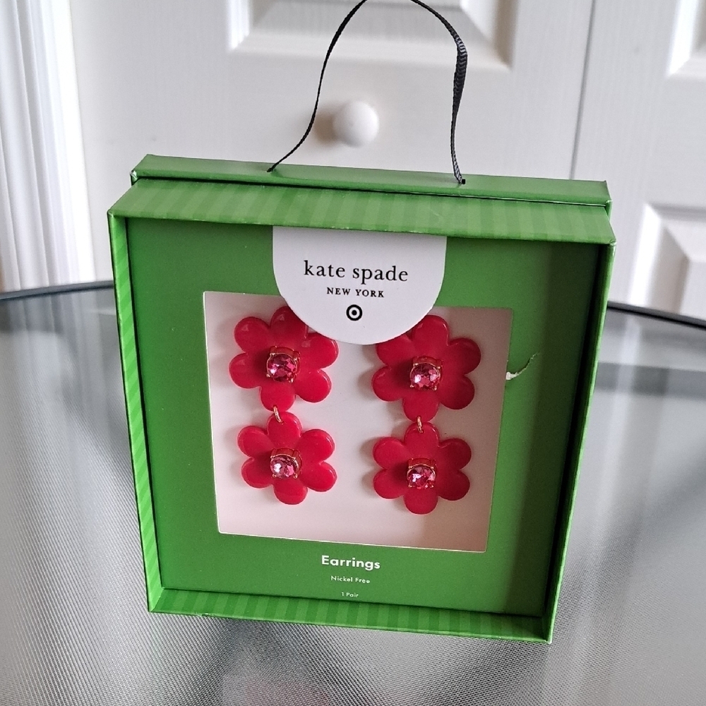 Kate Spade Red Floral Stud Earrings Vibrant Design